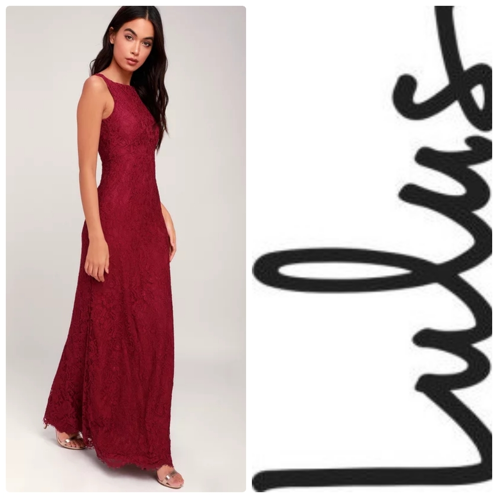Brilliant Babe Wine Red Lace Maxi Dress Sz S